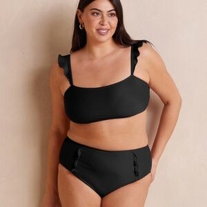 Summersalt Women's Black The Ruffle High Leg High Rise Bikini Bottom Size 18
